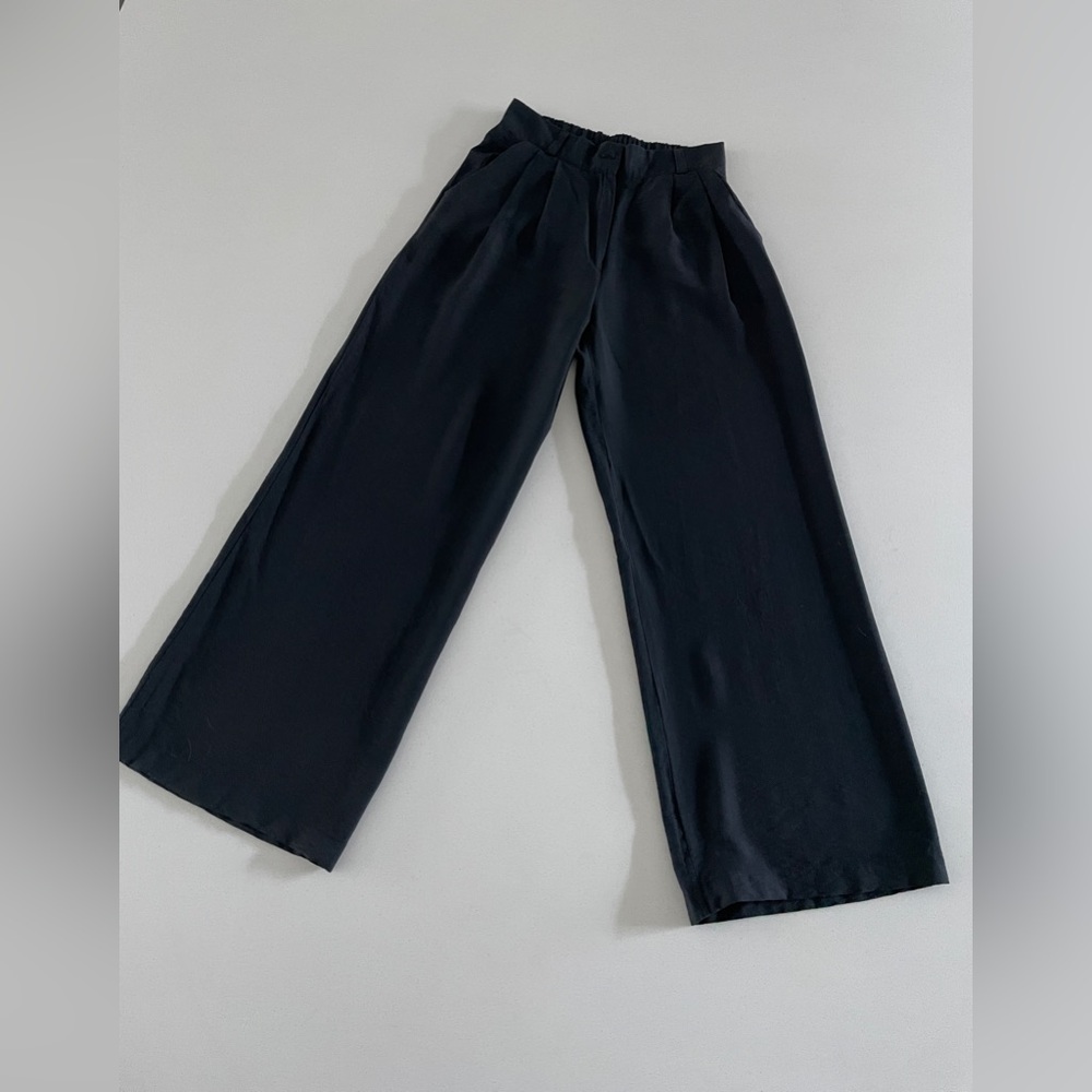 Wide-Leg Black Summer Pants